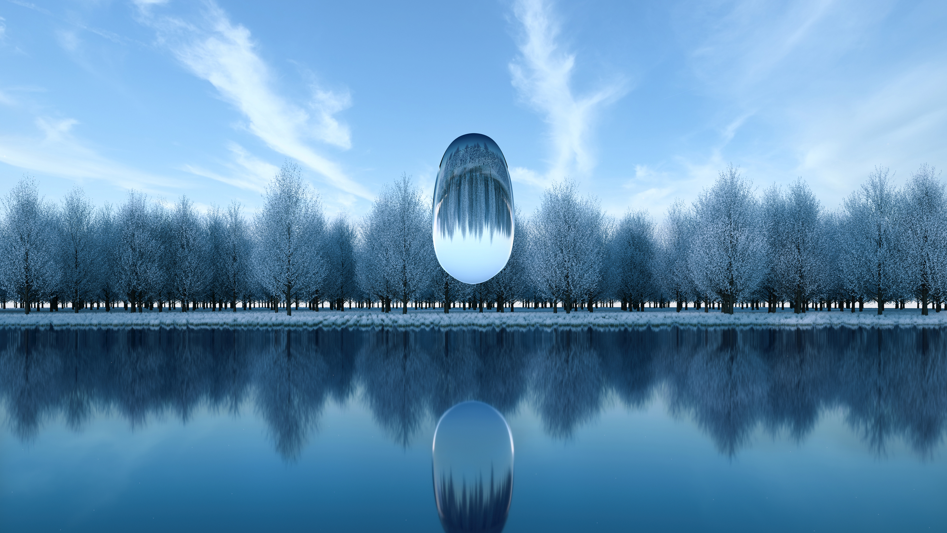 Surreal Winter Floating Water Best 2025 Screensavers And Desktop Wallpapers For Macintosh macOS And PC Computers HD 4K