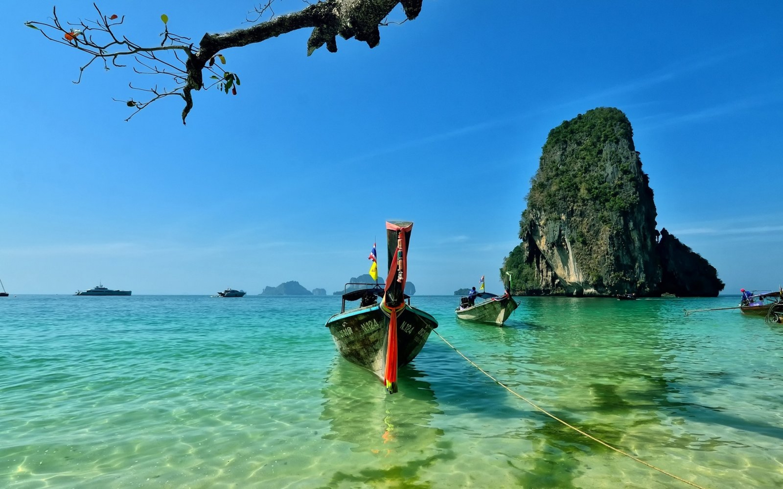 Thailand Tropical Beach With Boat wallpaper for Apple iPhone, Apple Watch, Mac, iPad and Apple Watch