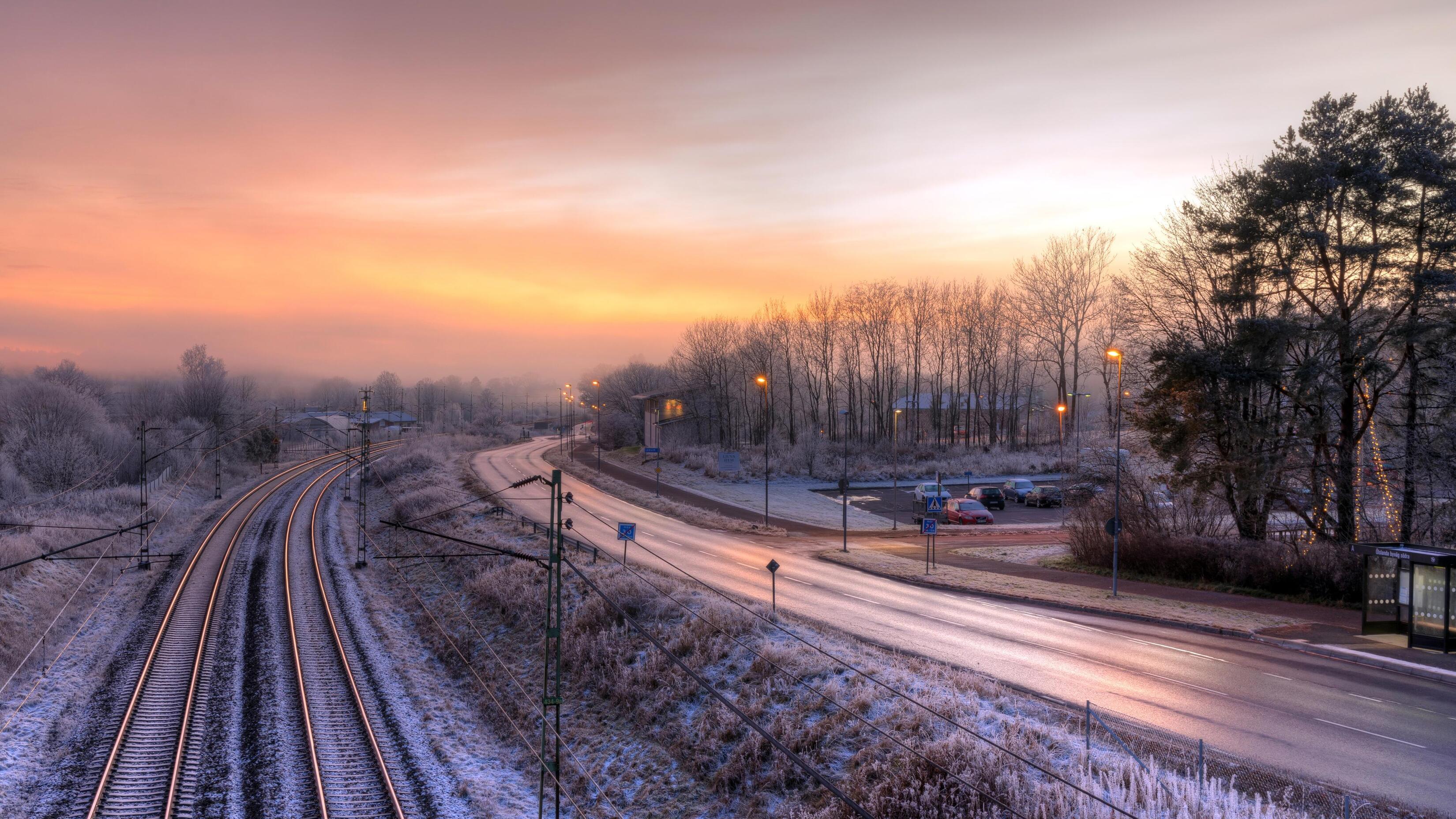 Train Tracks Covered In Snow 2025 Best Ultra HD High Resolution 4K Desktop Backgrounds Wallpapers For Mac Linux And Windows PC wallpaper for Apple iPhone, Apple Watch, Mac, iPad and Apple Watch