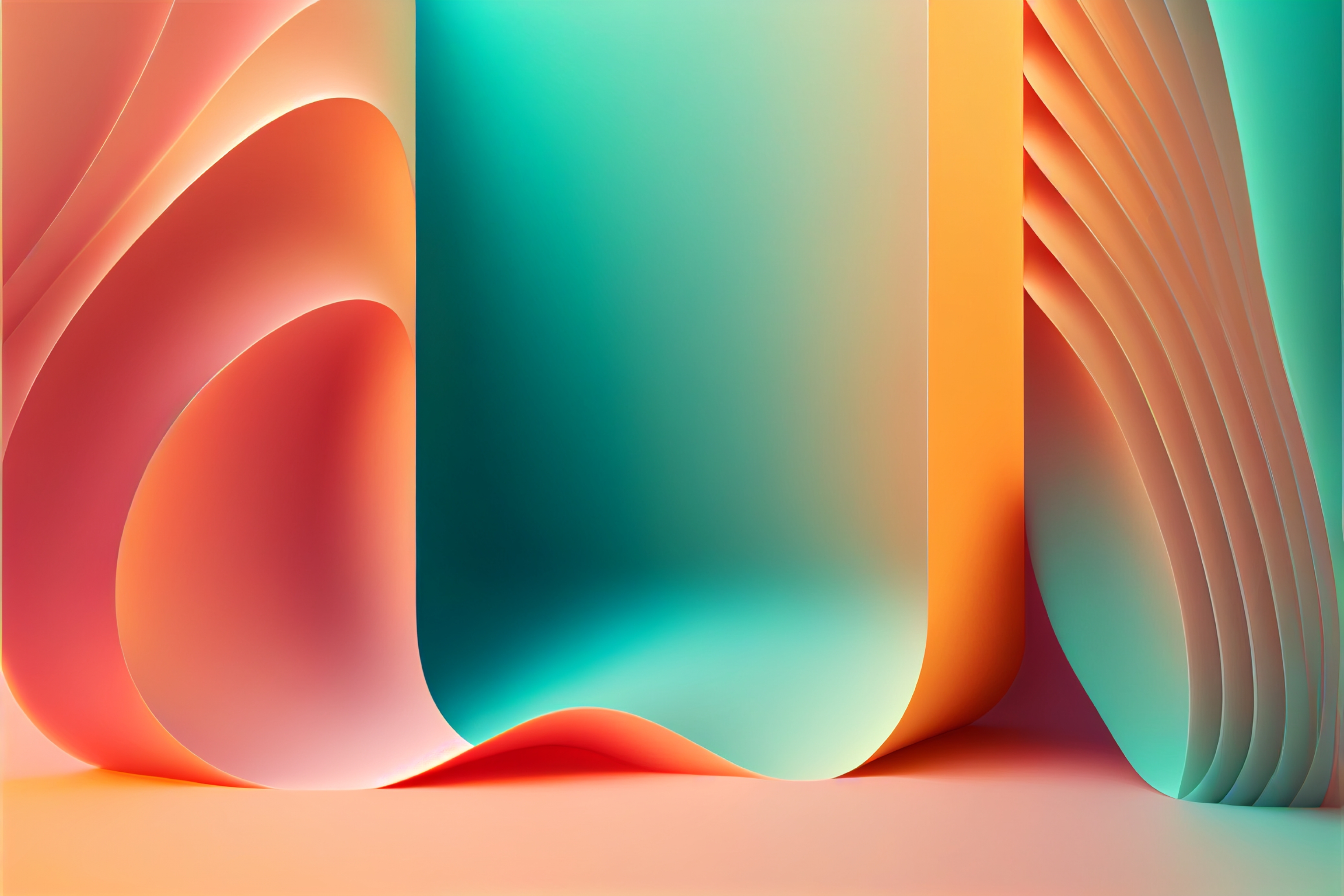 Turquoise And Orange Pink Abstract Digital Art