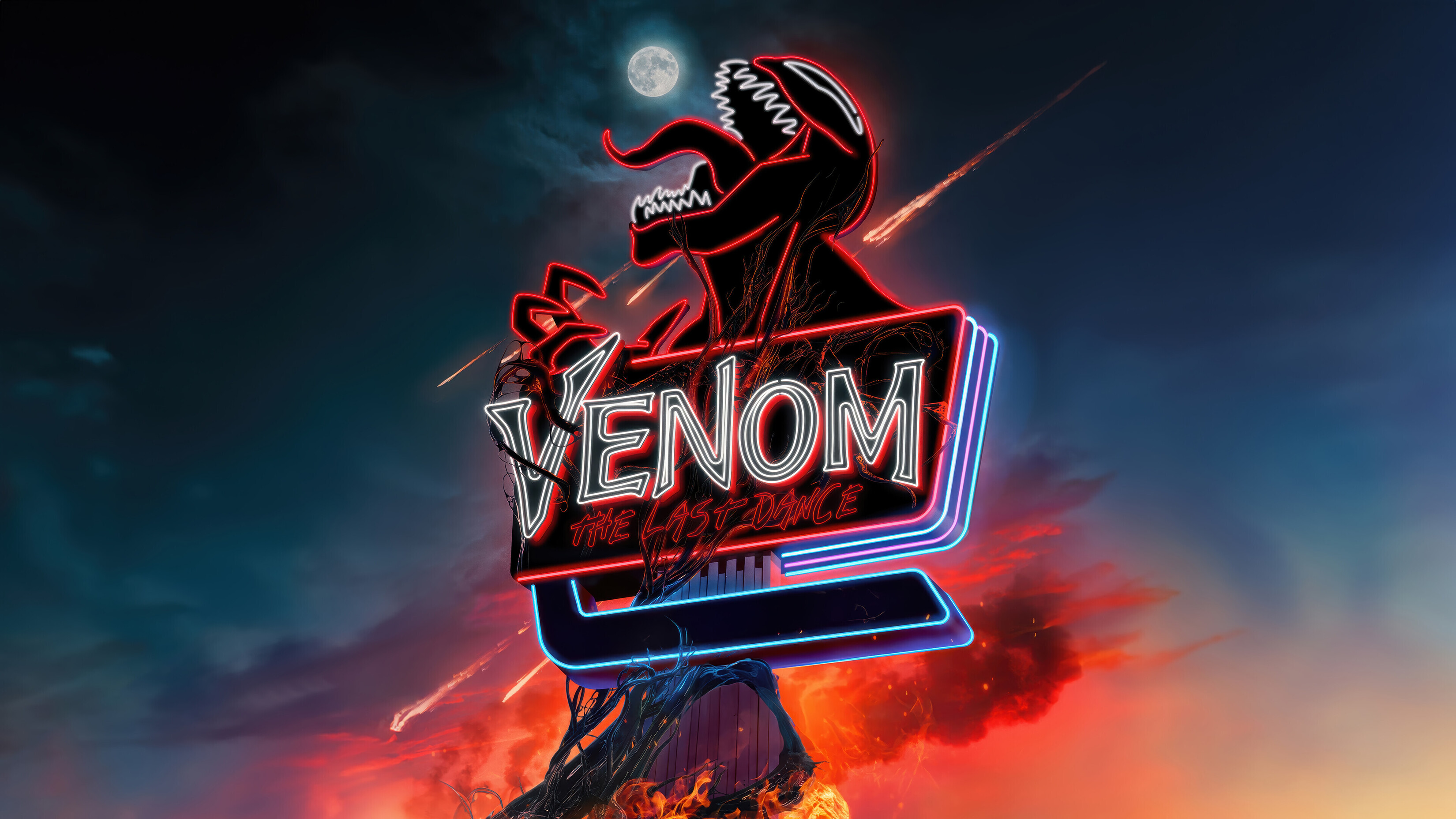 Venom The Last Dance 4K Wallpaper Neon Sign wallpaper for Apple iPhone, Apple Watch, Mac, iPad and Apple Watch