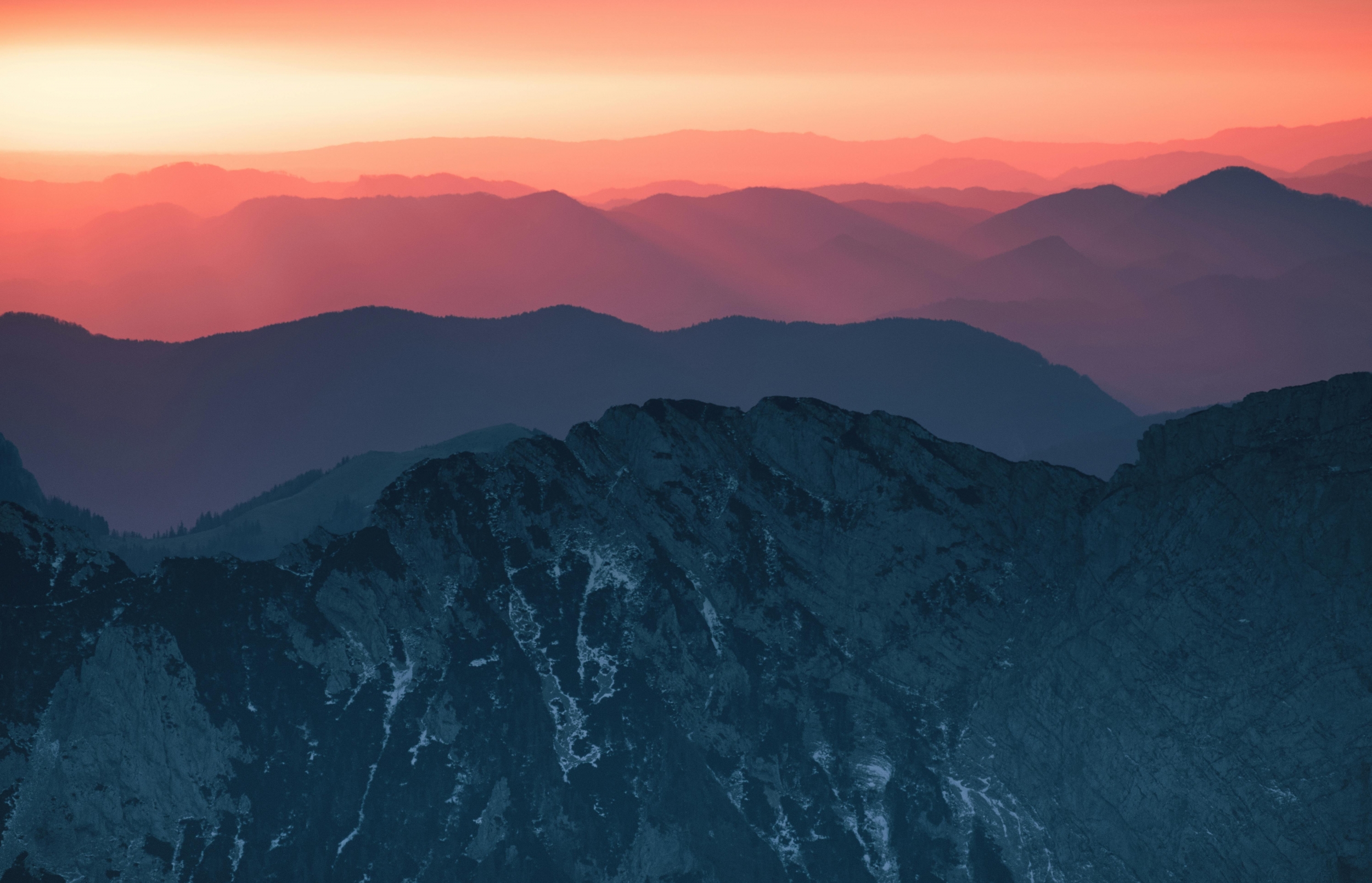 Vibrant Sunset In Between The Mountains HDR