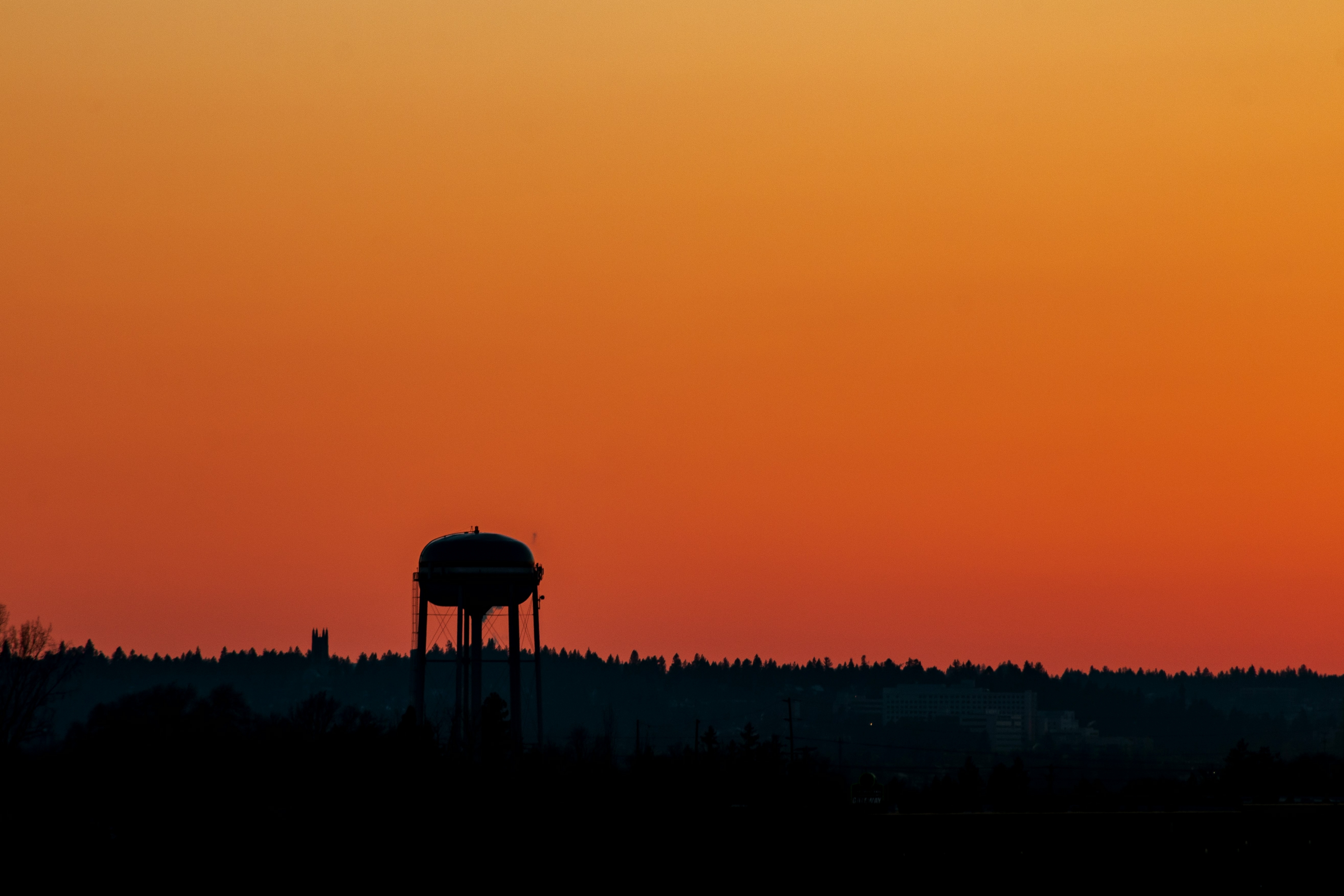 Water Tank On Stilts Silhouette At Sunset wallpaper for Apple iPhone, Apple Watch, Mac, iPad and Apple Watch