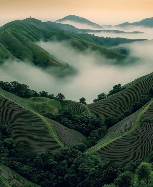 Nature Green Rolling Hills At Sunrise Apple Watch wallpaper